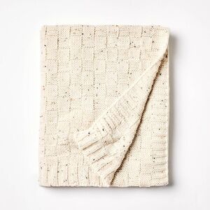 Checkered Knit with Neps Throw Blanket Cream Threshold nwt with Studio McGee